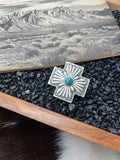 Large Faux Silver and Turquoise Concho Adjustable Ring