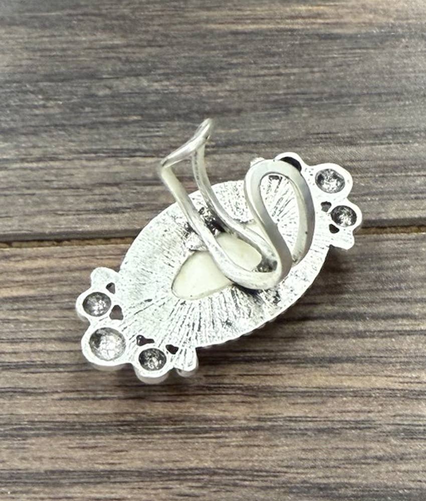 Faux Silver 1.8" Western White Turquoise Adjustable Ring