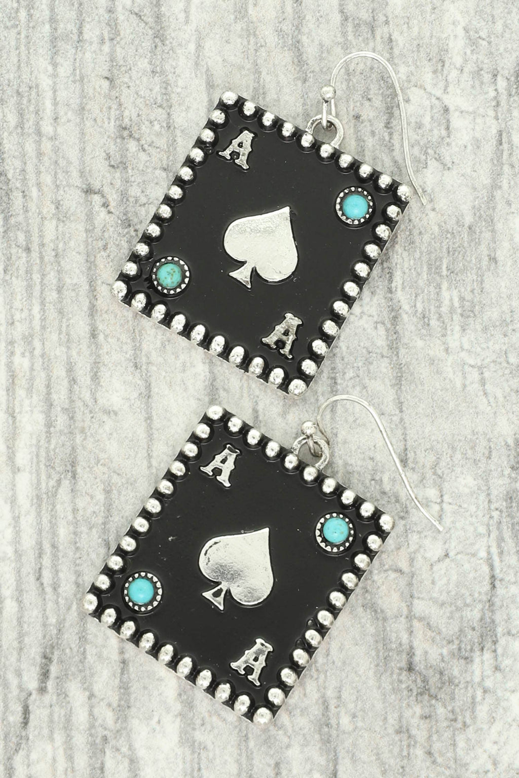Western Ace Spade Card Drop Earrings
