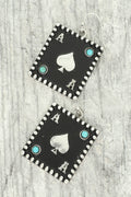 Western Ace Spade Card Drop Earrings