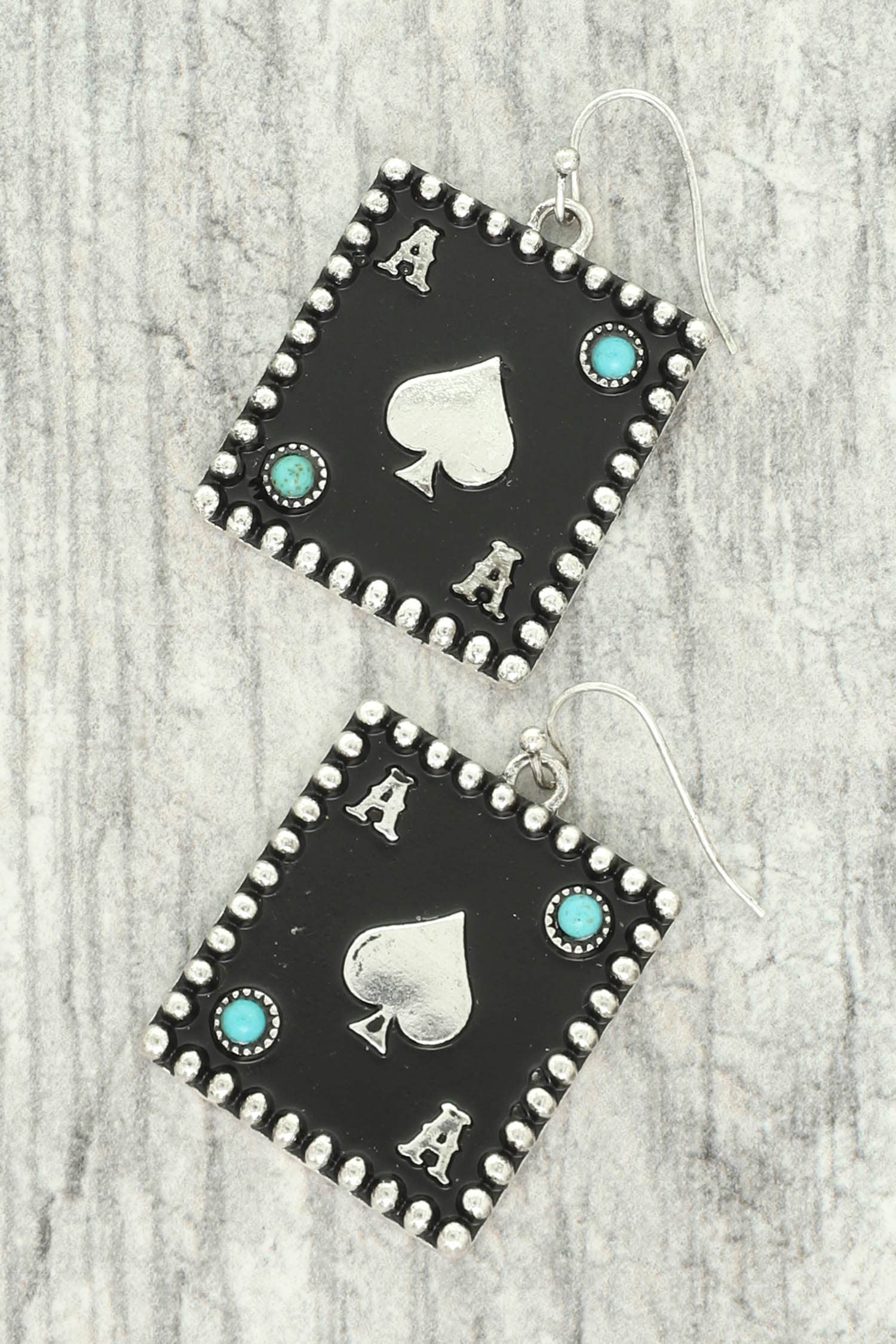 Western Ace Spade Card Drop Earrings
