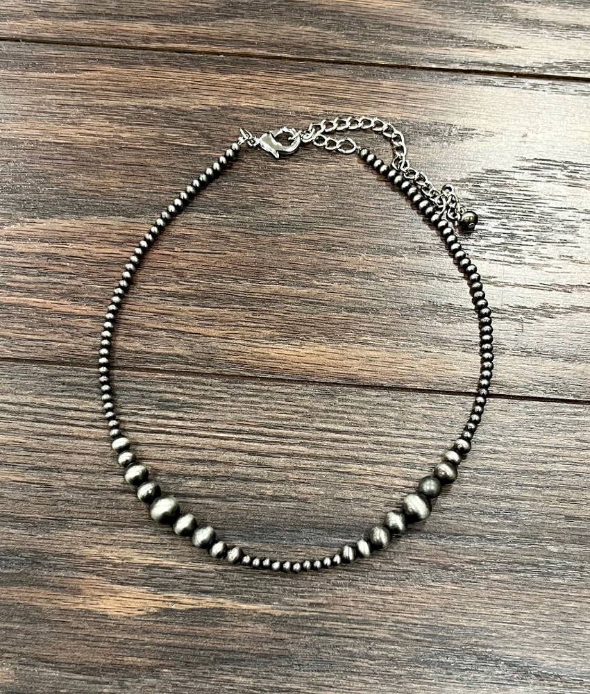 Faux Silver 16" Western Bead Necklace