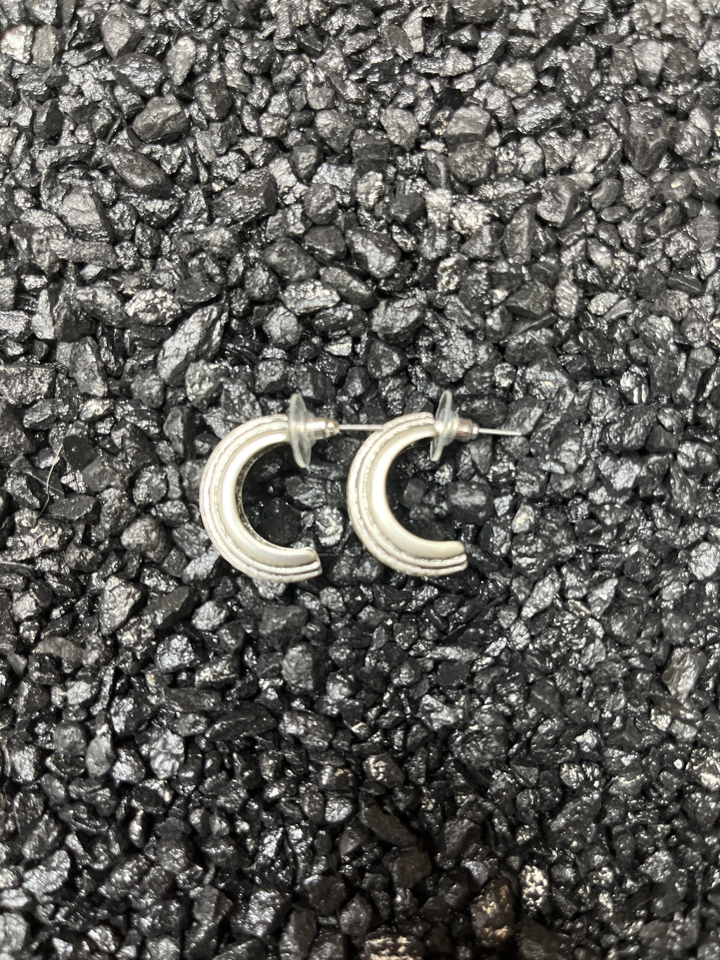 Faux Silver Half Hoop Earrings