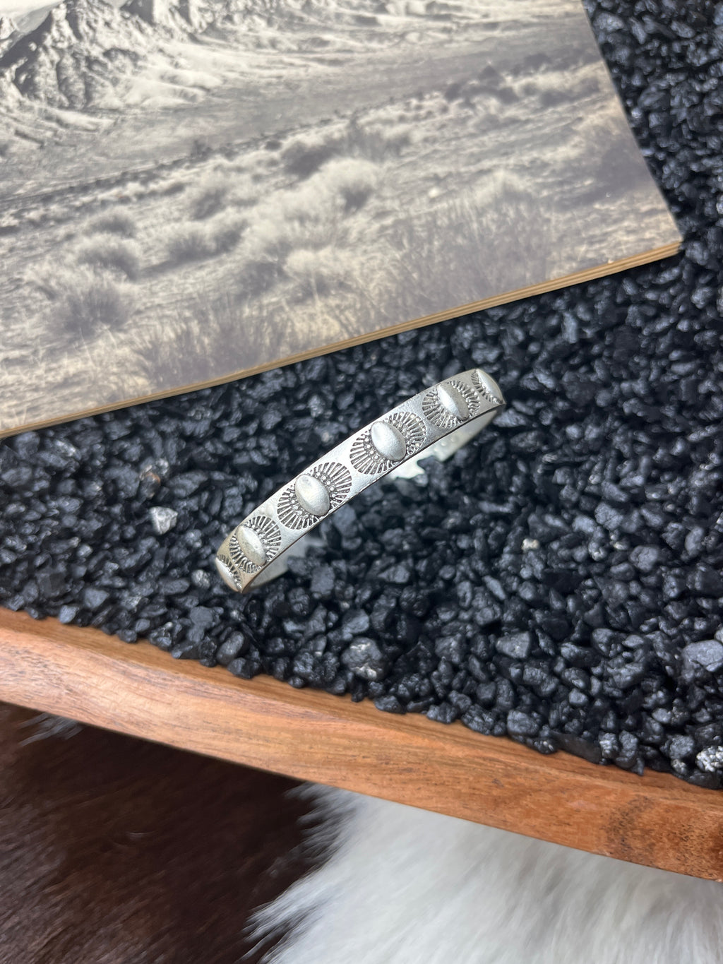 Detailed Faux Silver Cuff