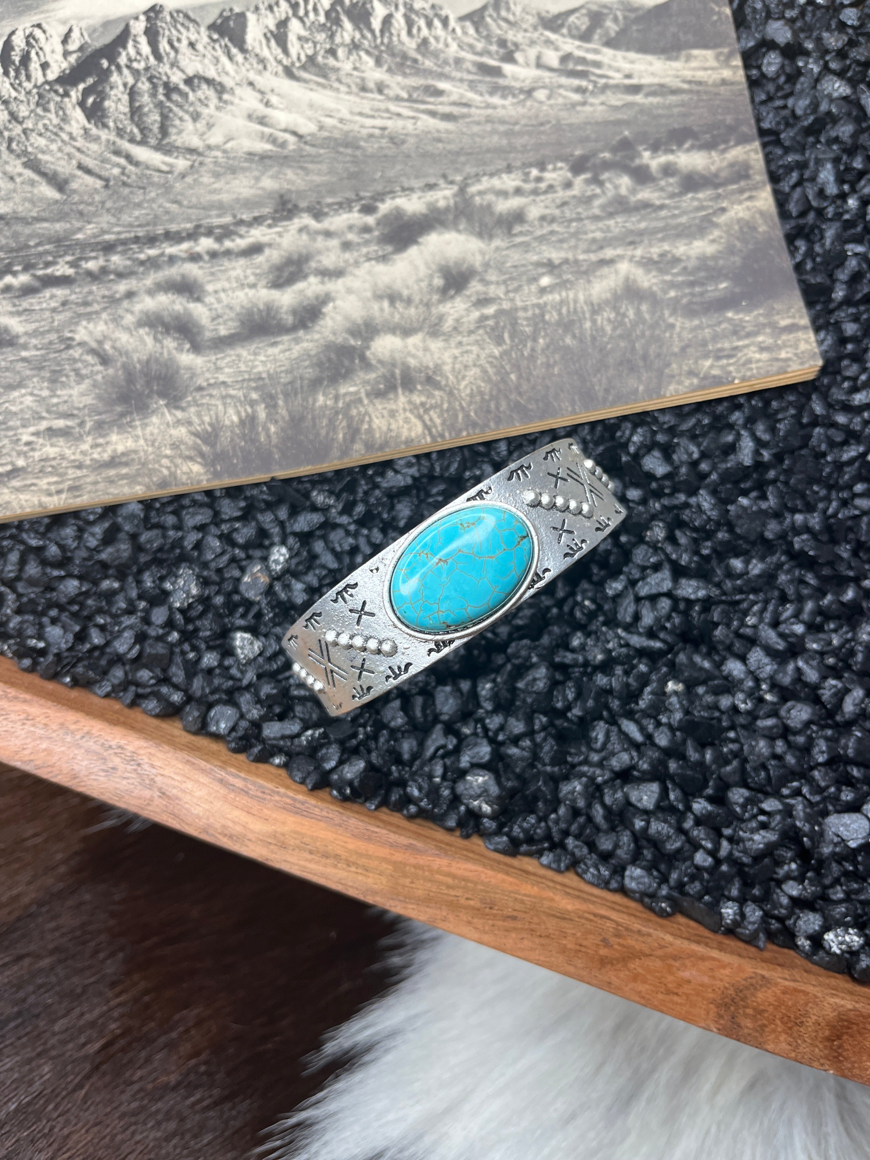 Big Turquoise Stone Cuff