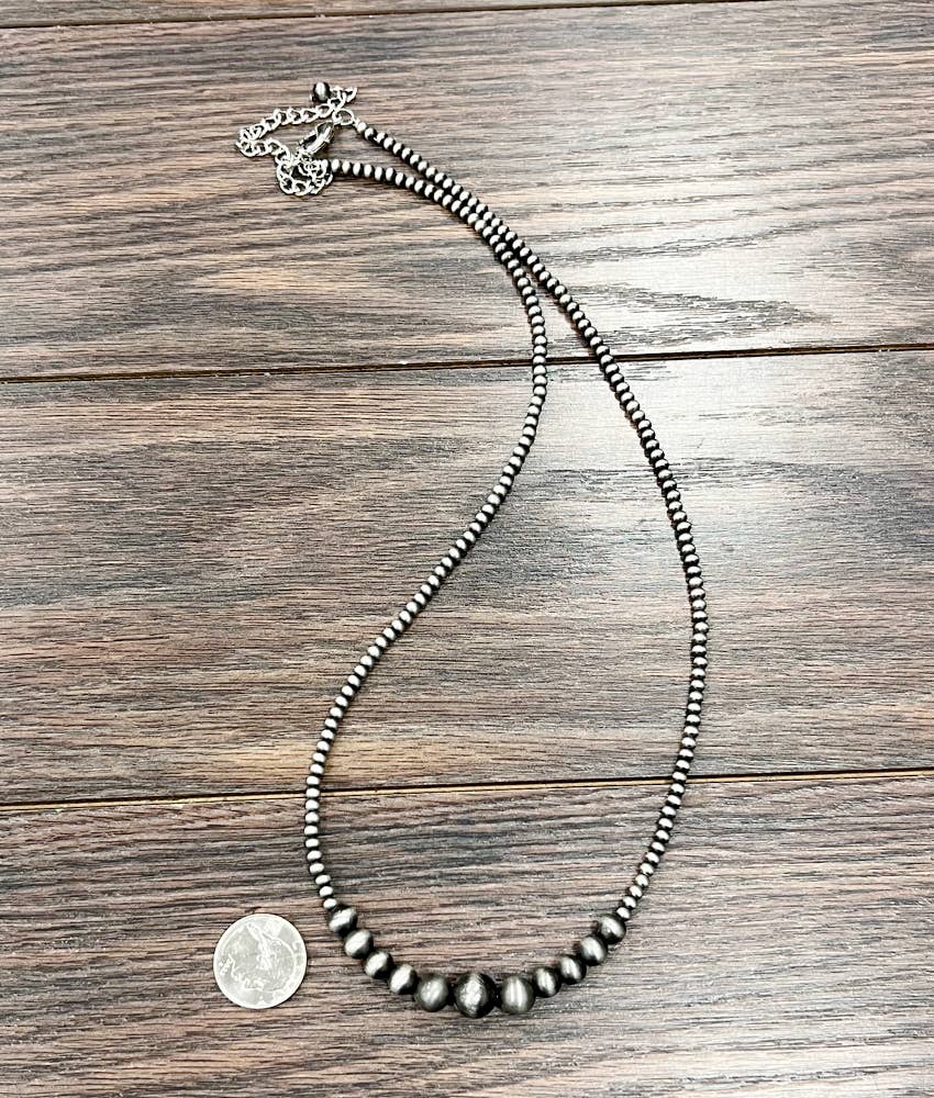 Faux Silver 26" Western Bead Necklace