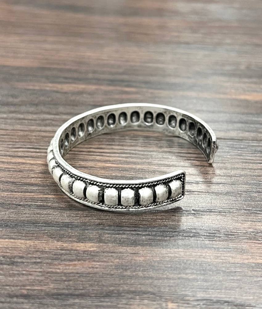 Faux Silver Boho 12mm Cuff Bracelet