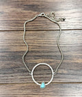Faux Silver 17" Concho Turquoise Necklace