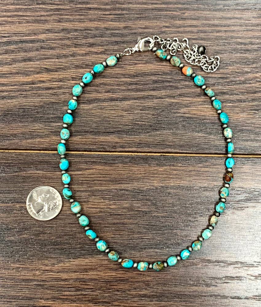 Faux Silver 16" Western 7mm Oval Gemstone Necklace