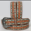 Turquoise Mosaic and Floral Inlay Belt