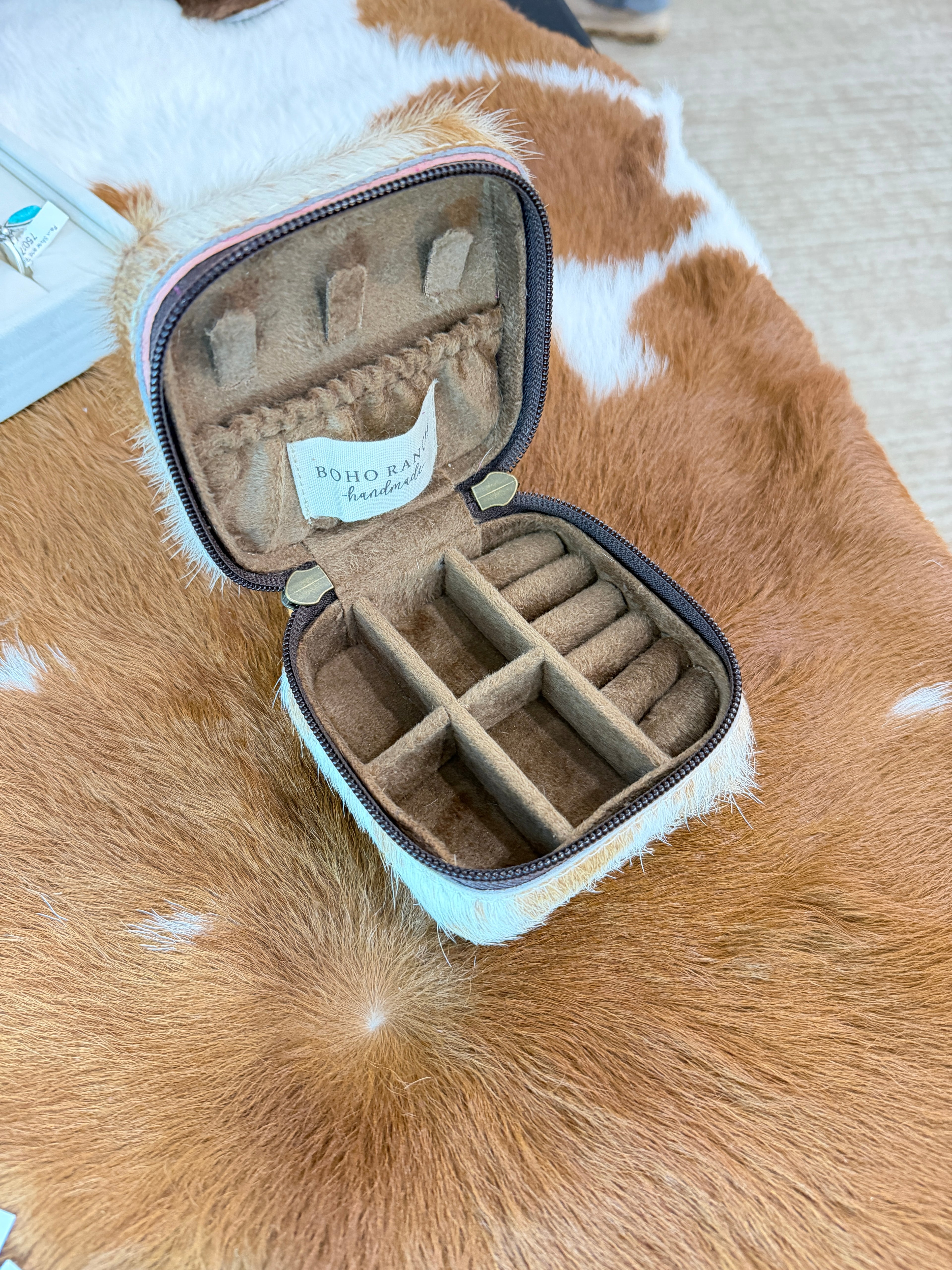 Mini Cowhide Square Jewelry Box