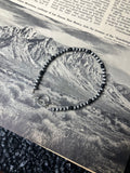 Small Faux Silver Pearls and Black Gemstone Bracelet