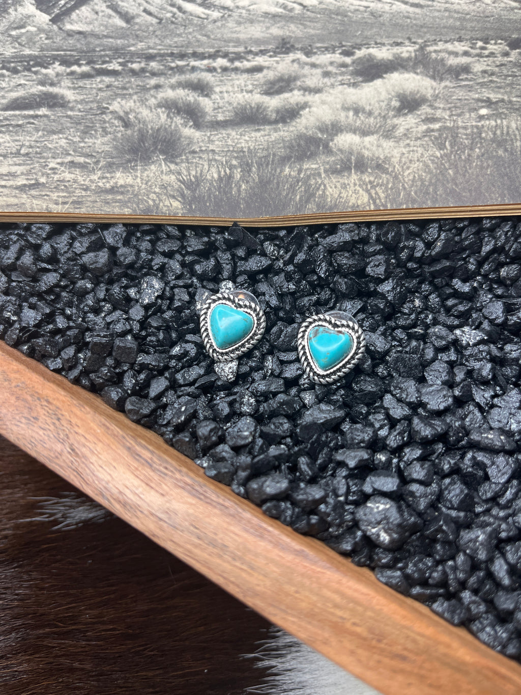 9mm Heart Faux Turquoise Studs