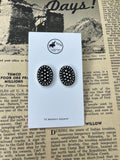 Faux Silver Detailed Oval Studs