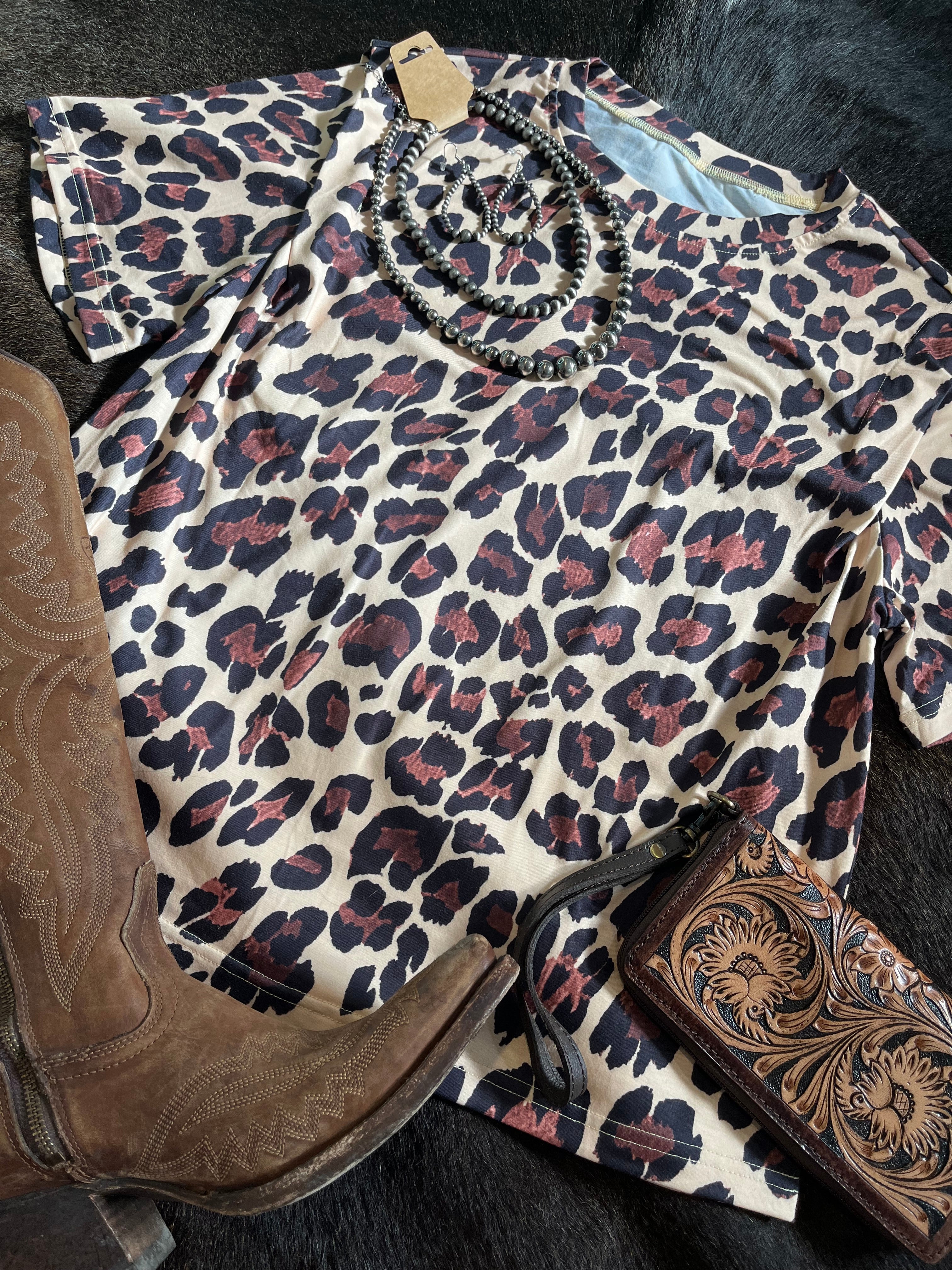Short Sleeve Cheetah Print Shirt