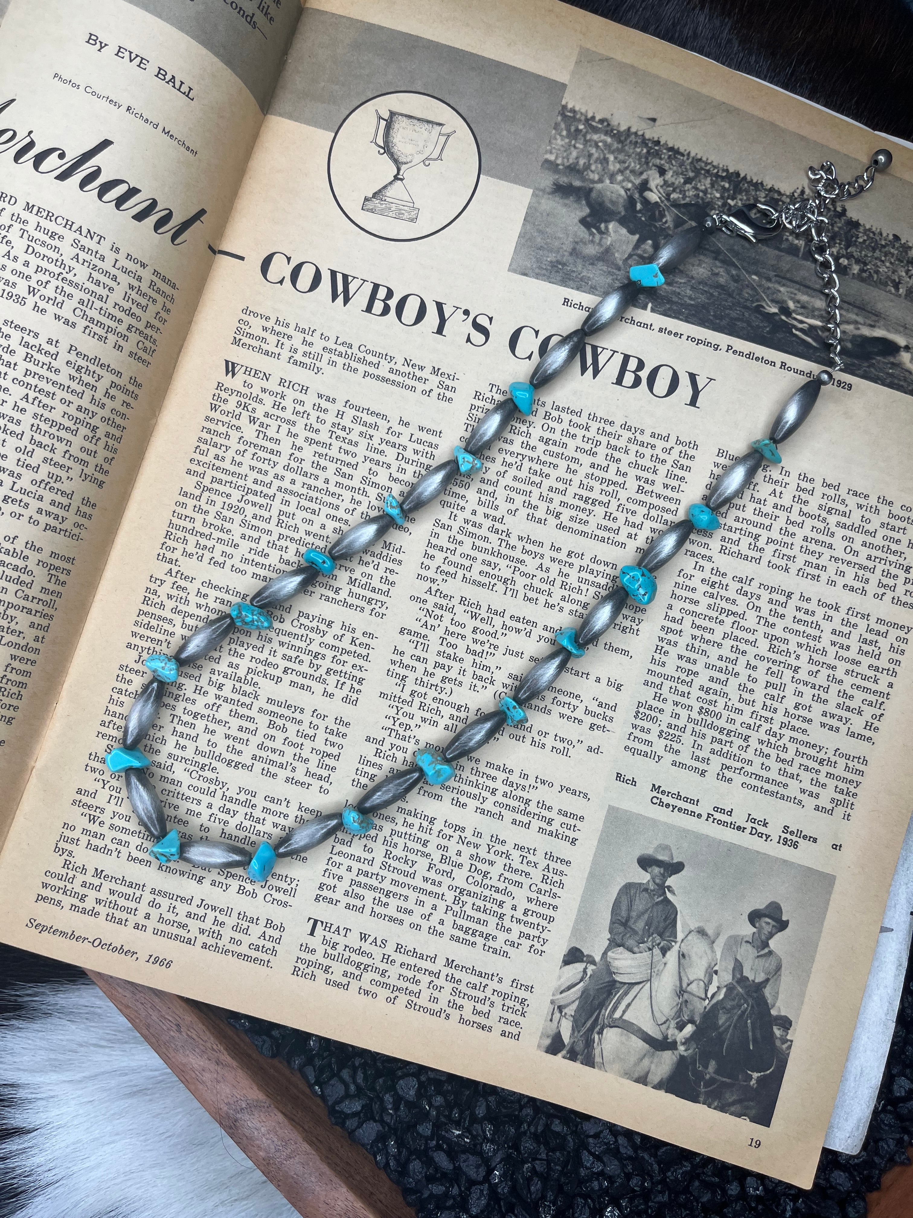 18”  Faux Turquoise and Torpedo Bead Necklace