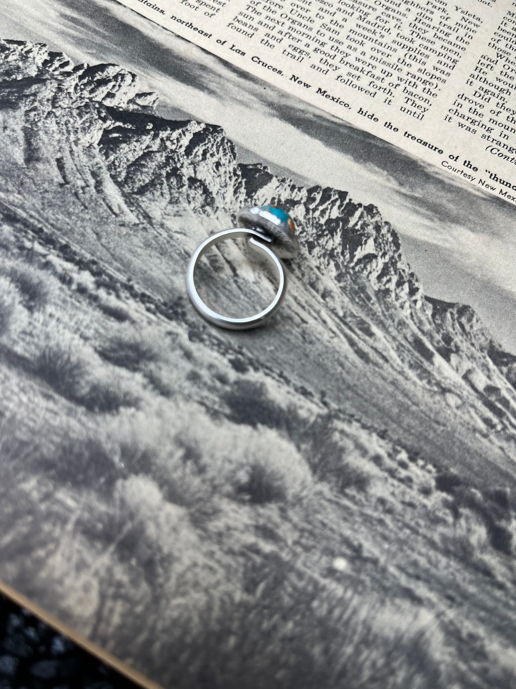 Faux Silver and Gemstone Adjustable Ring
