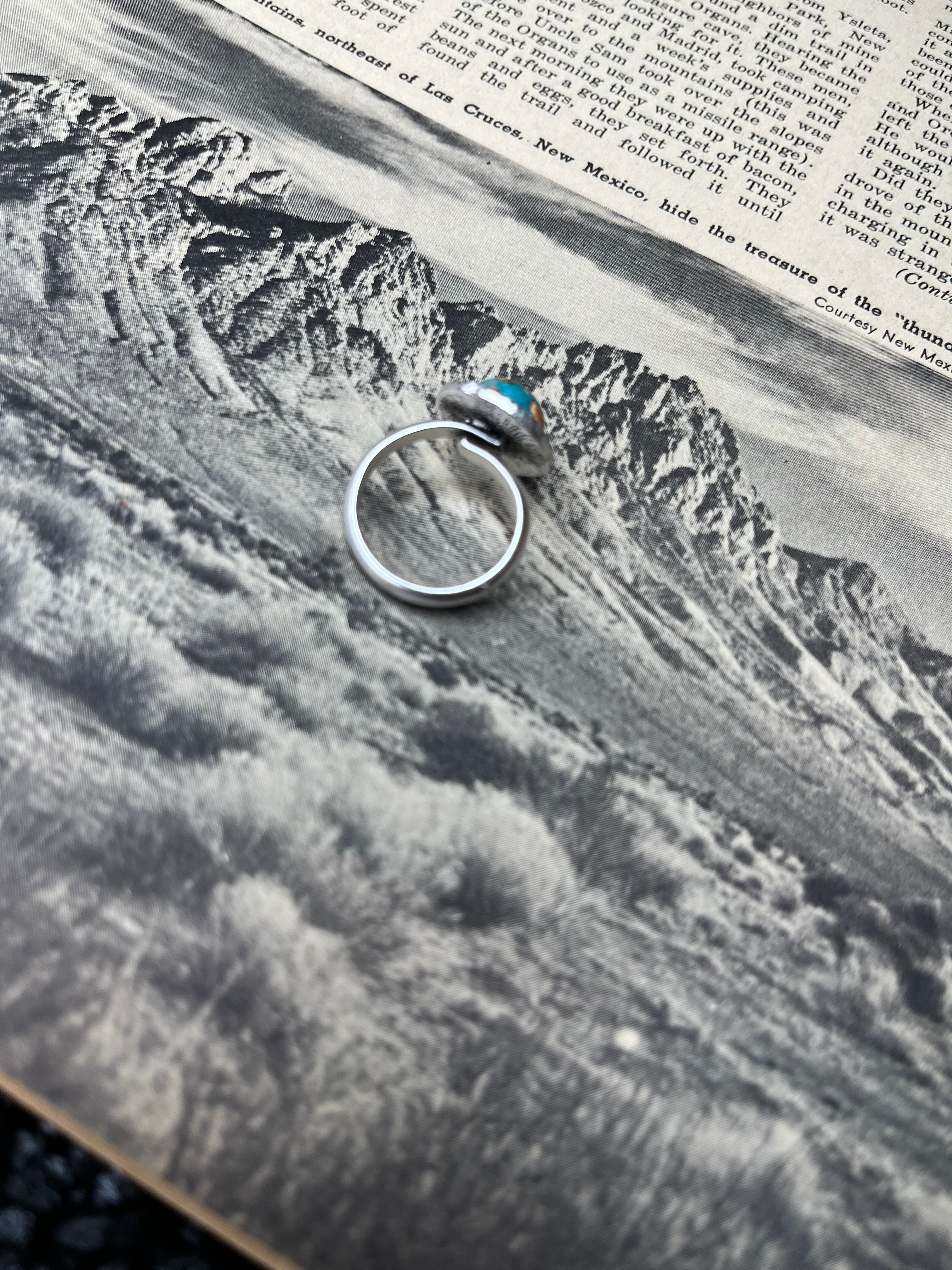 Faux Silver and Gemstone Adjustable Ring