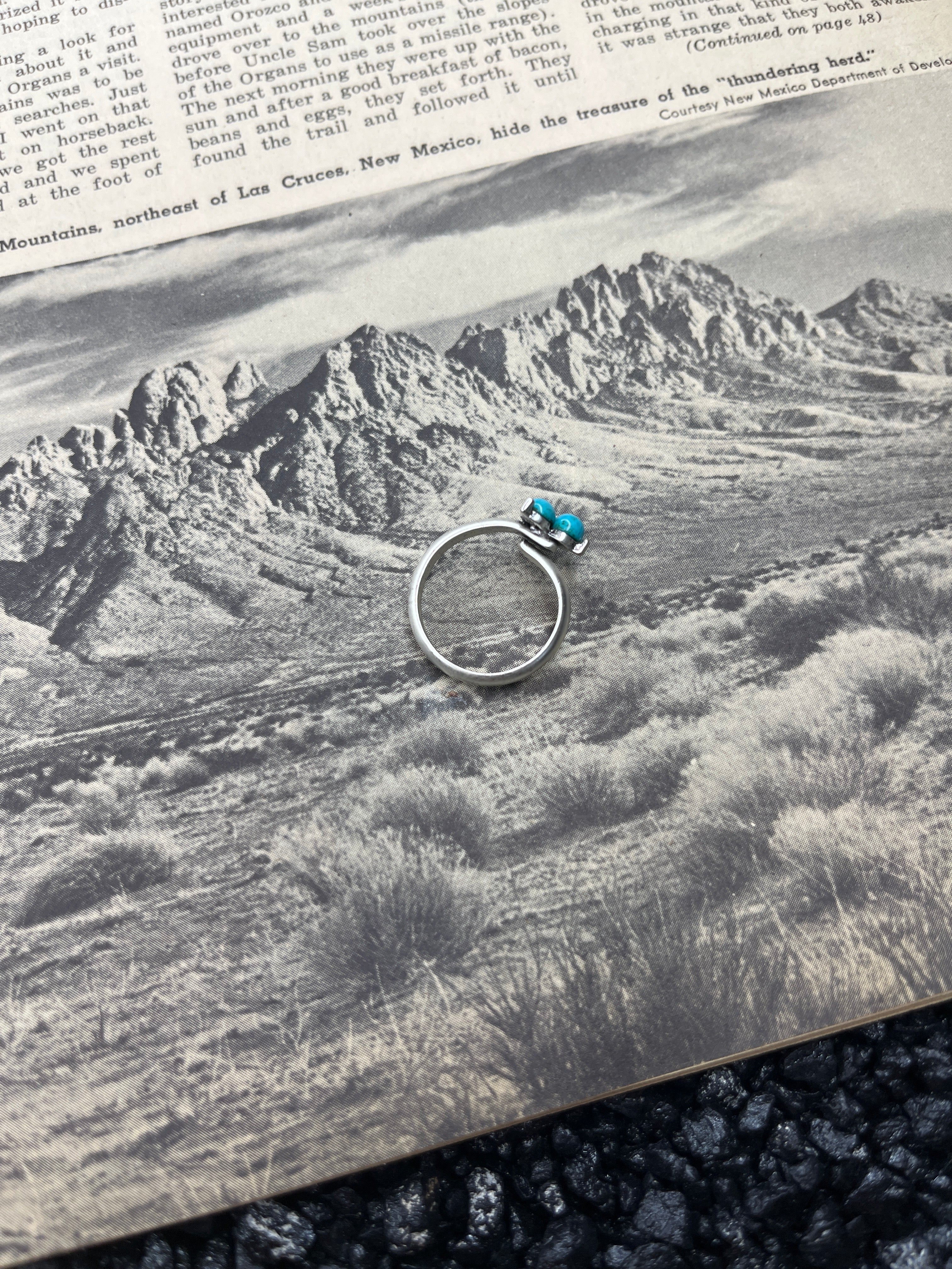 Mini Faux Silver and Turquoise Cluster Ring
