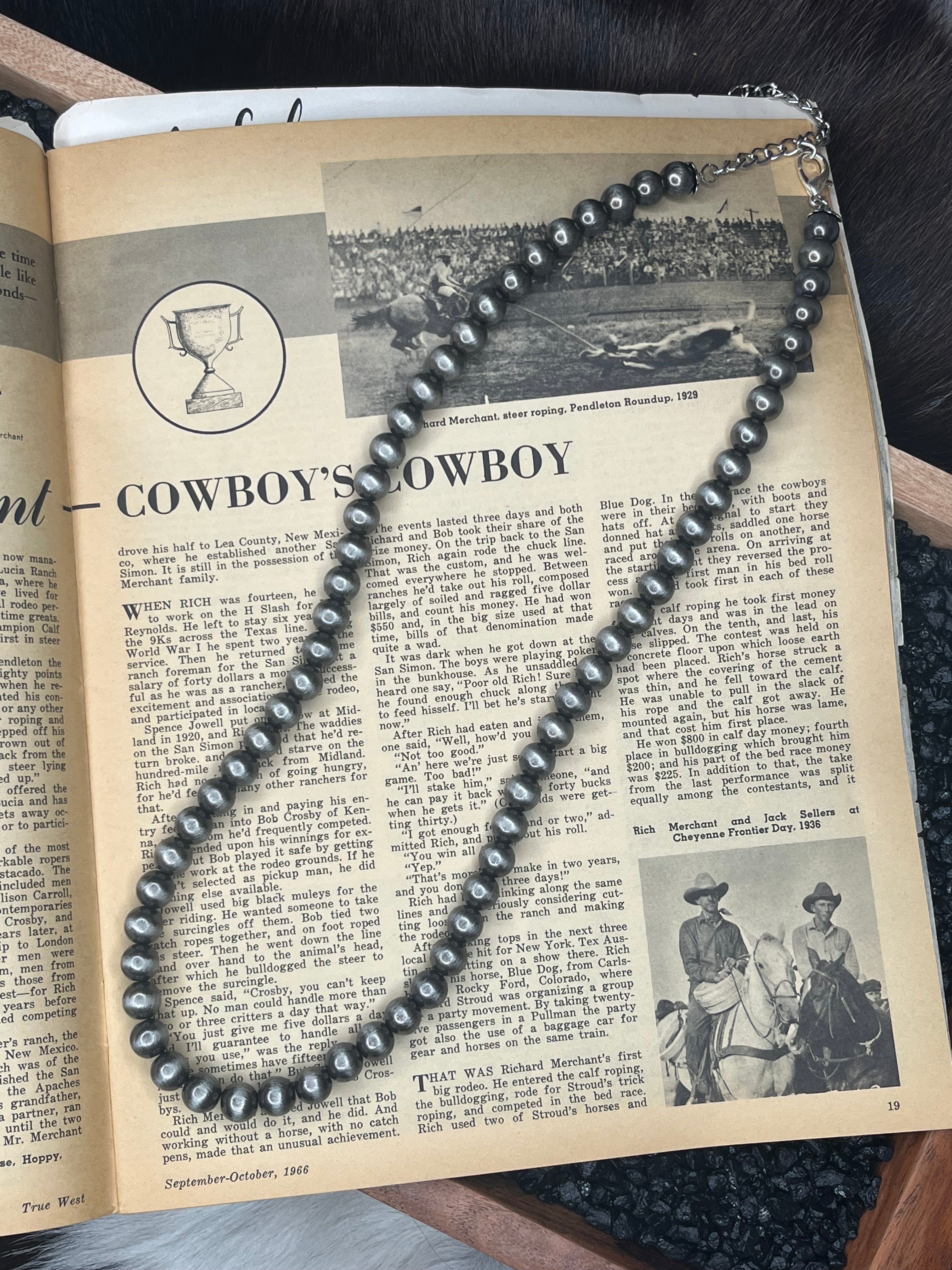 24” 10mm Faux Silver Pearl Necklace