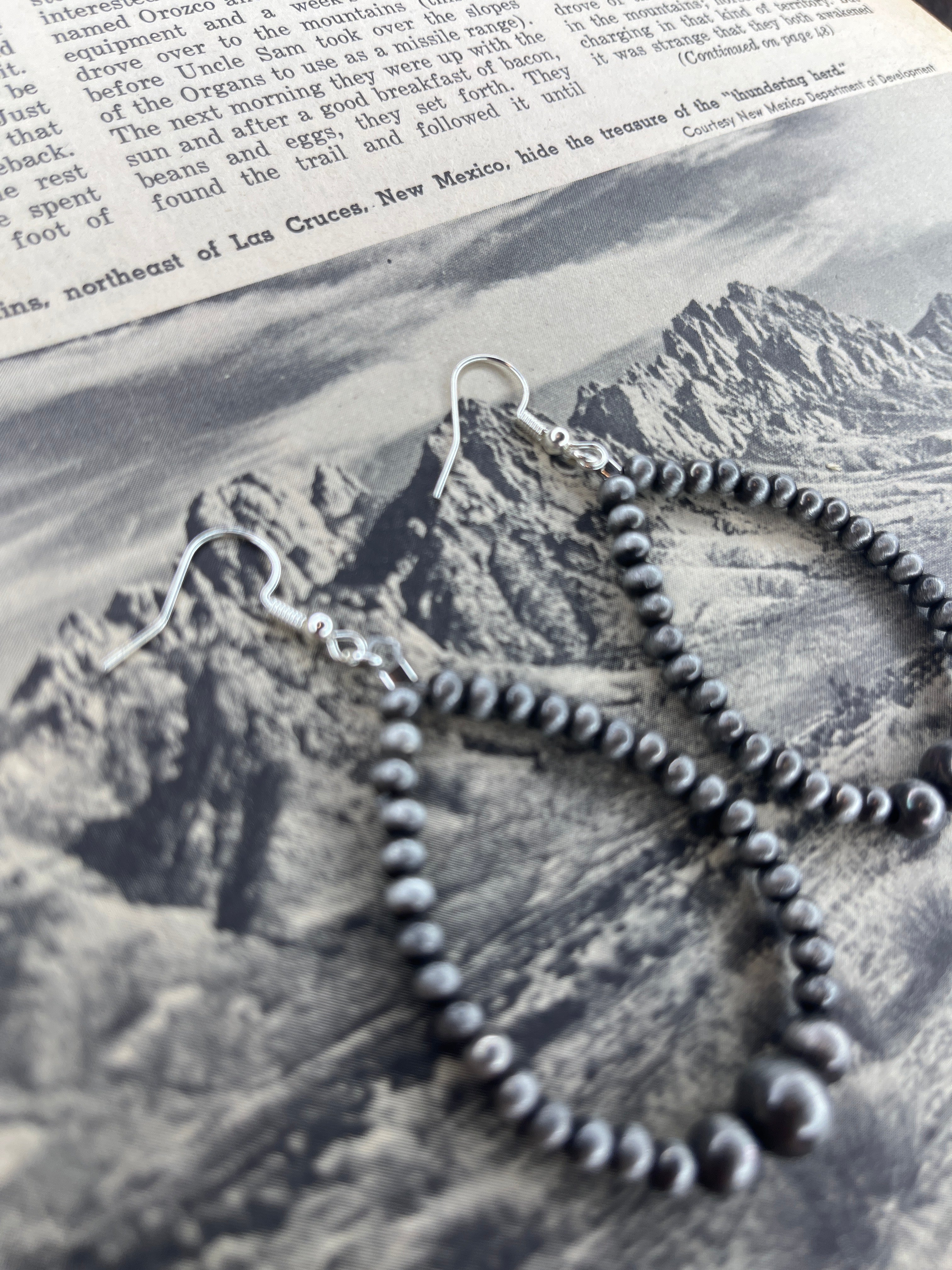 Small Graduated Faux Silver Pearl Drop Hoops