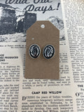 Faux Silver Tooled Oval Studs