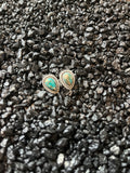 Faux Silver and Turquoise Drop Shape Stud Earrings