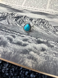 Faux Silver and Turquoise 12mm Drop Adjustable Ring
