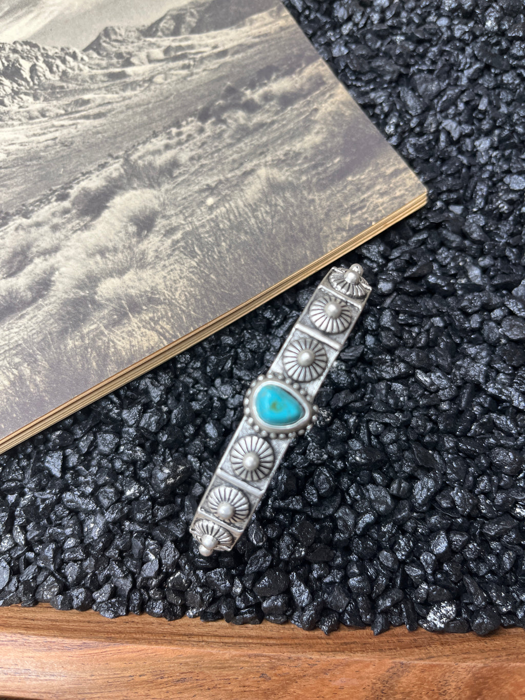 Turquoise and Small Conchos Cuff