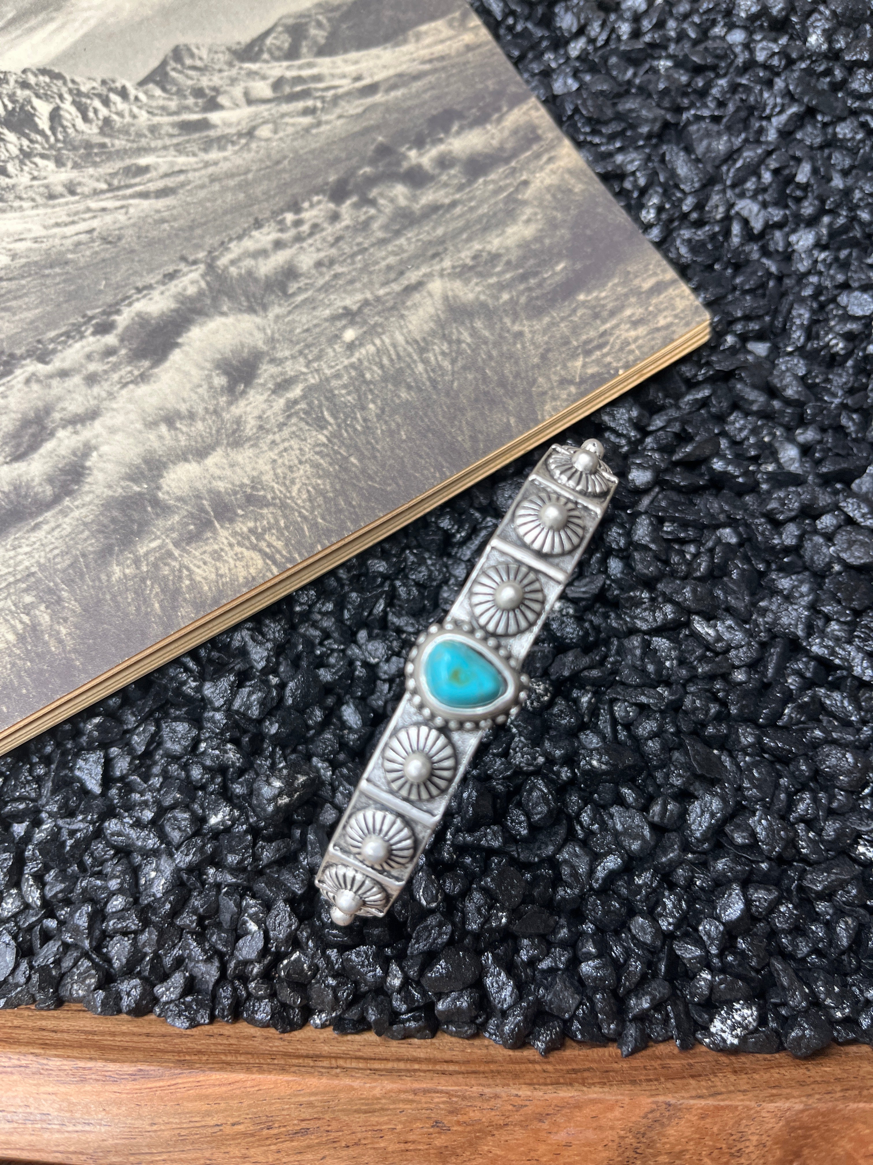 Turquoise and Small Conchos Cuff