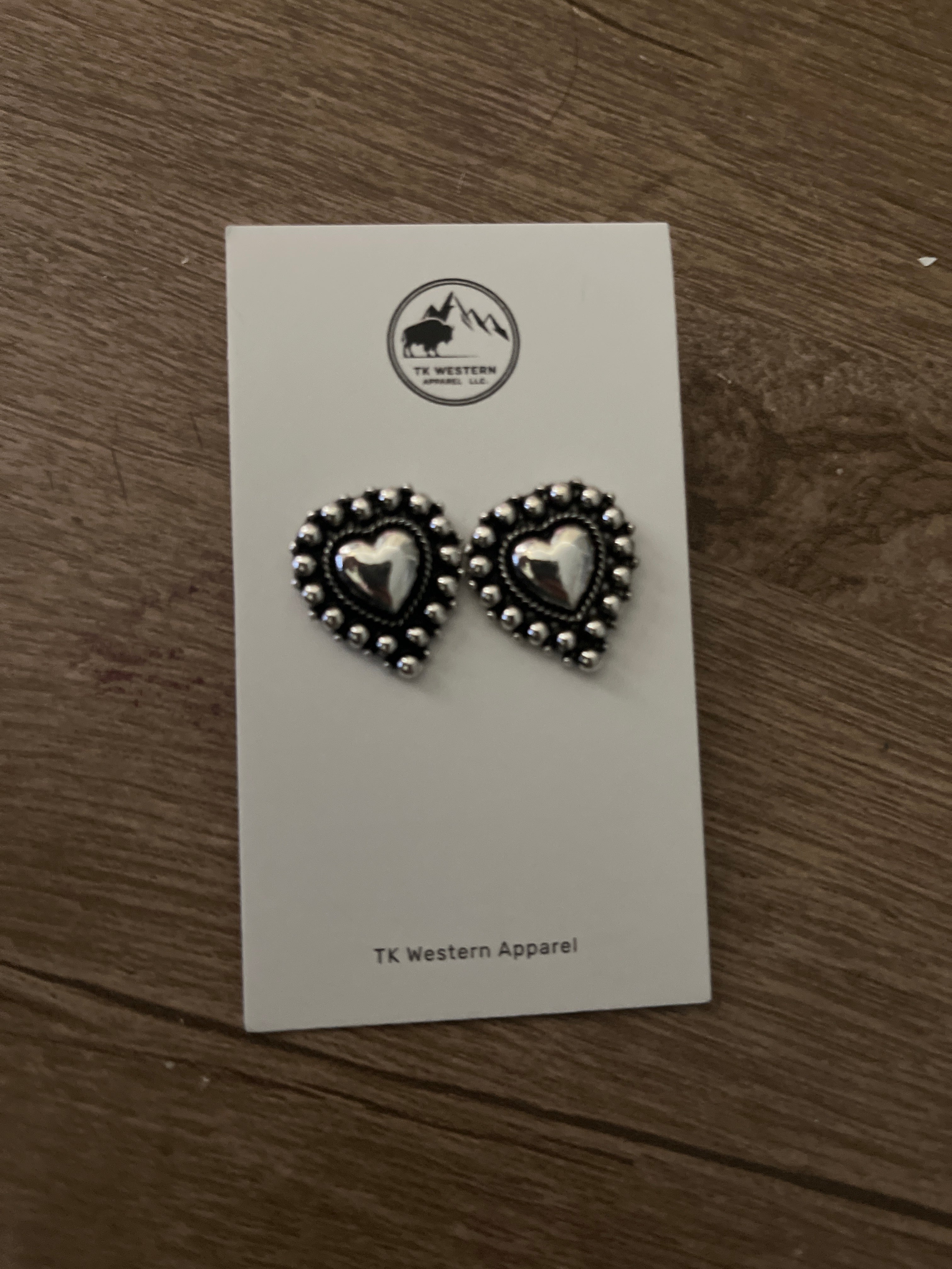 Faux Silver Heart Studs