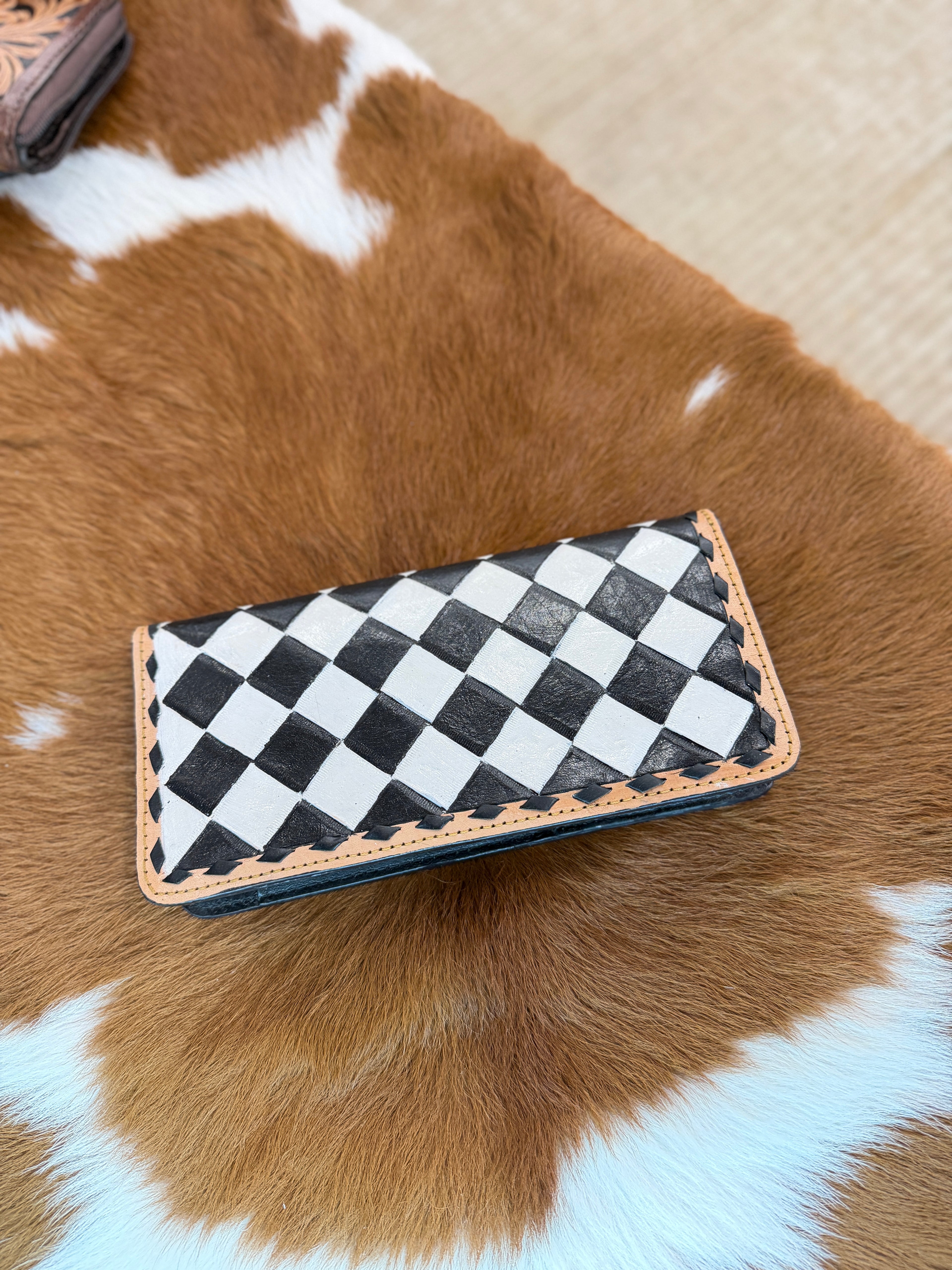 O'hlay Tooled Leather Checkered Wallet