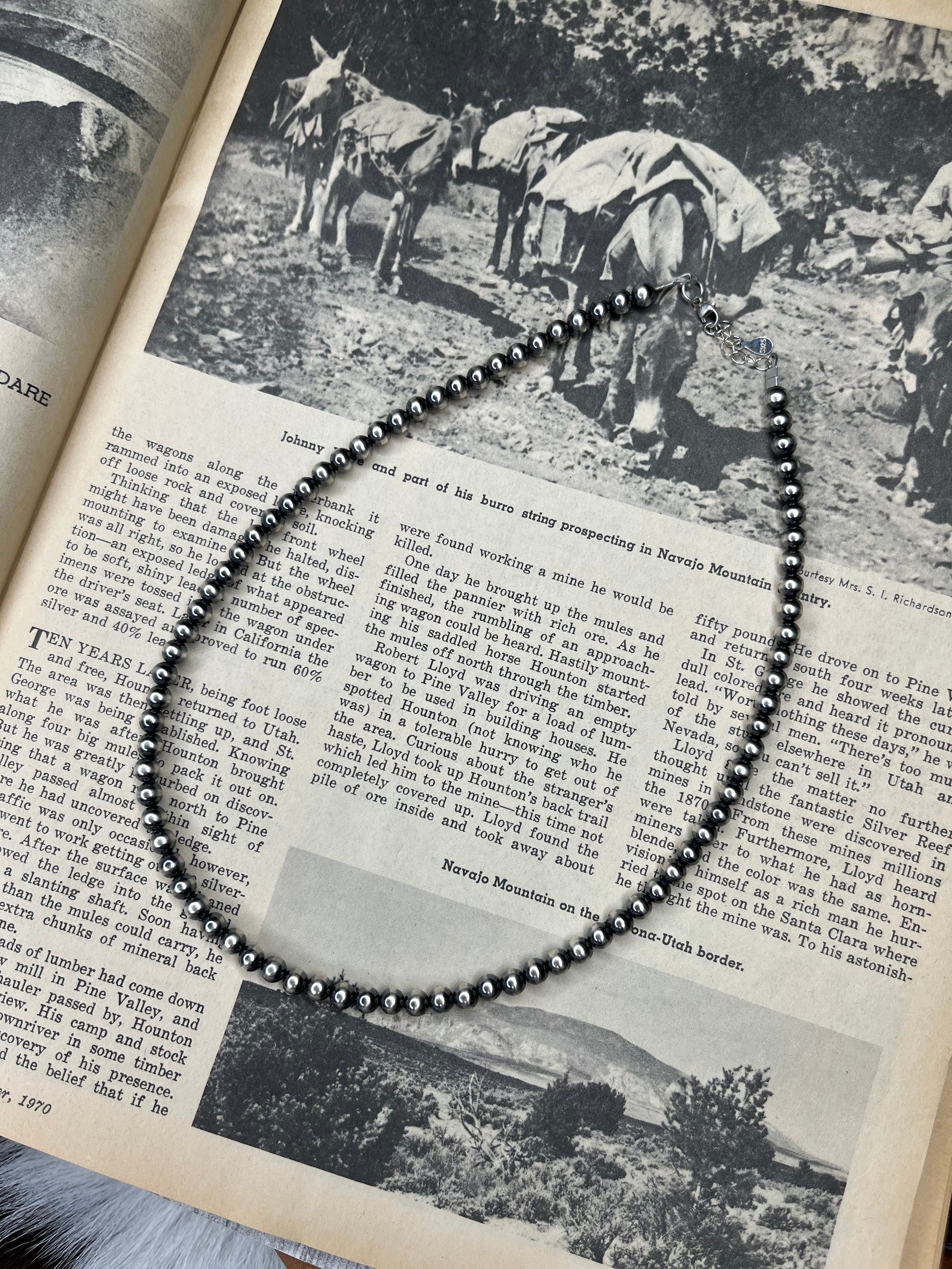 Genuine Sterling Silver 5mm Pearl Necklace