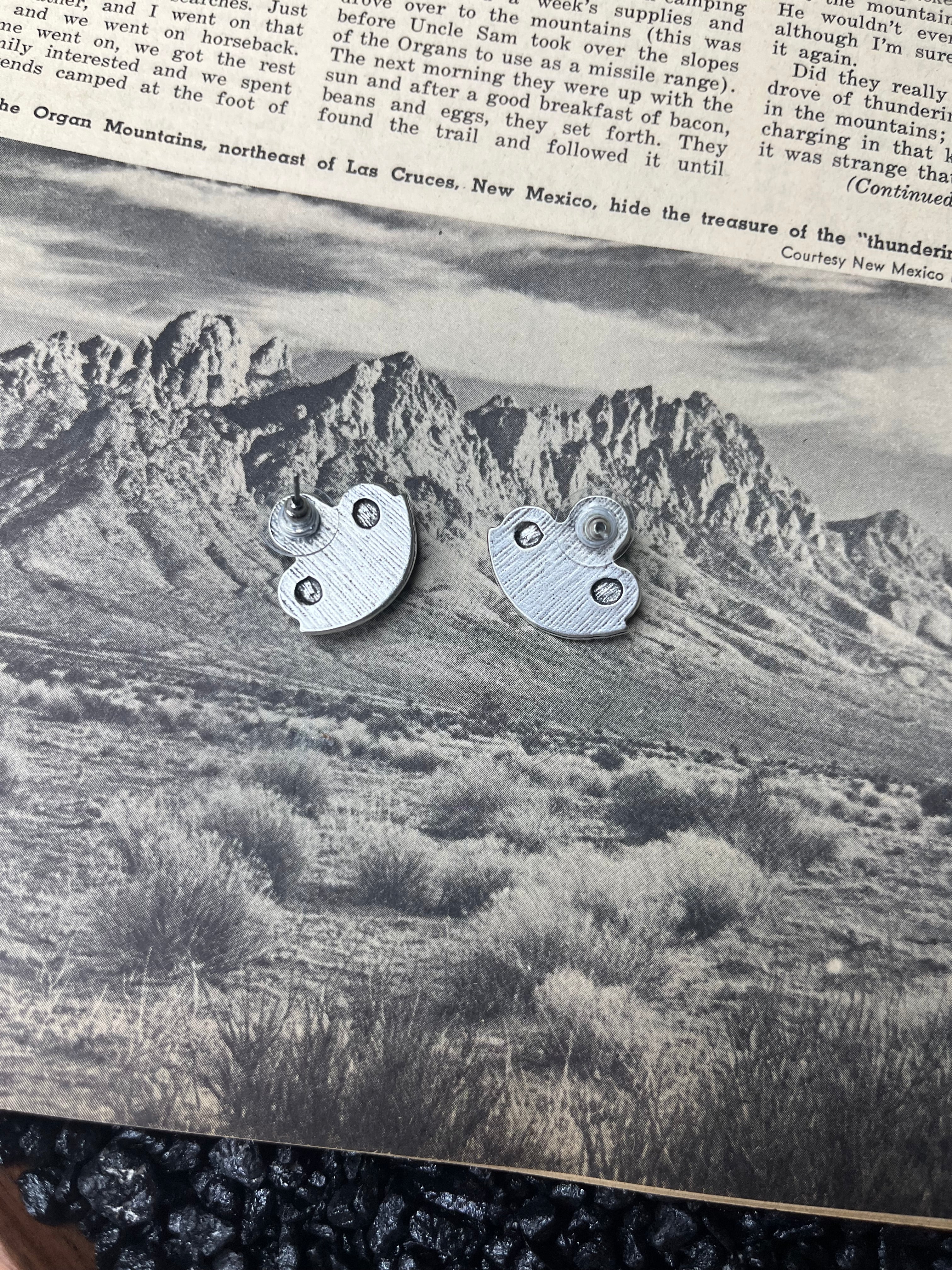 Faux Silver and Turquoise 3 Stone Detailed Stud Earrings