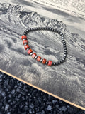Faux Silver and Orange Gemstone Stretchy Bracelet