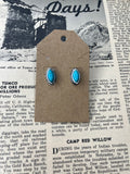 Faux Silver and Turquoise Oval Studs