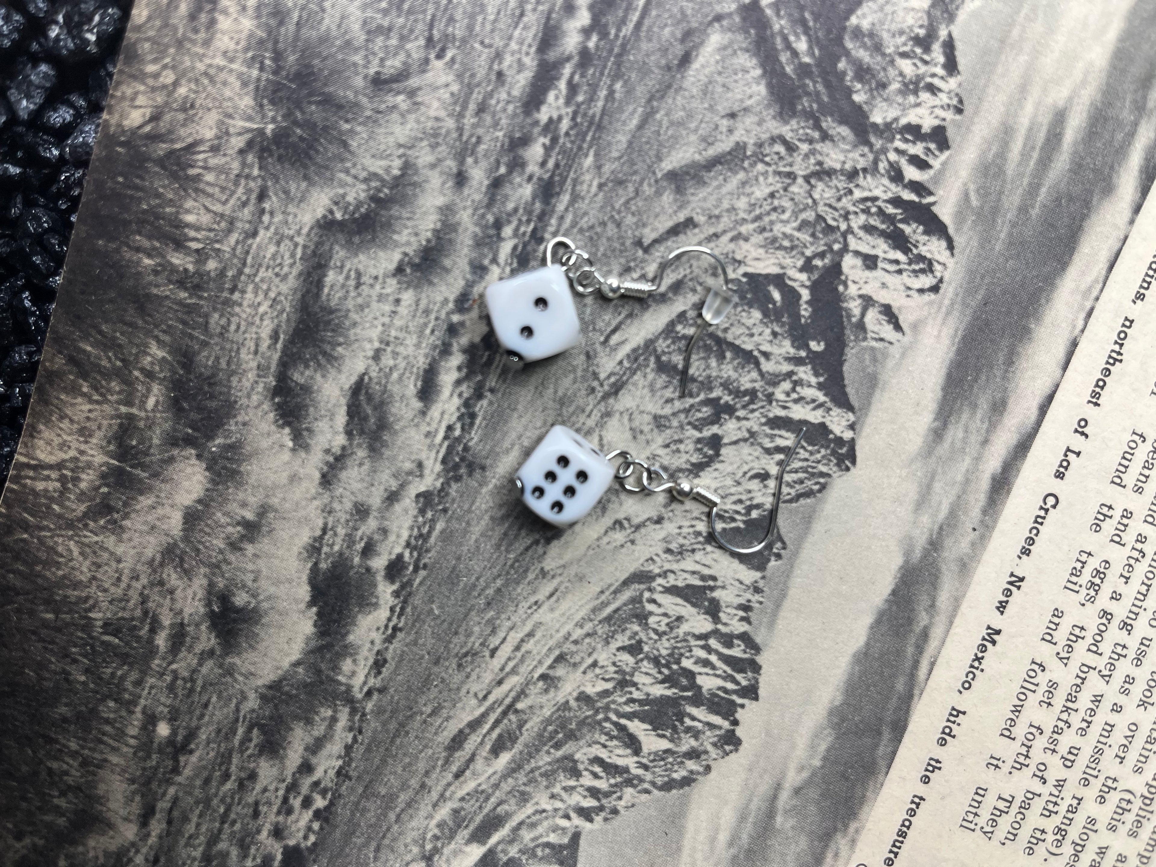 White Dice Earrings