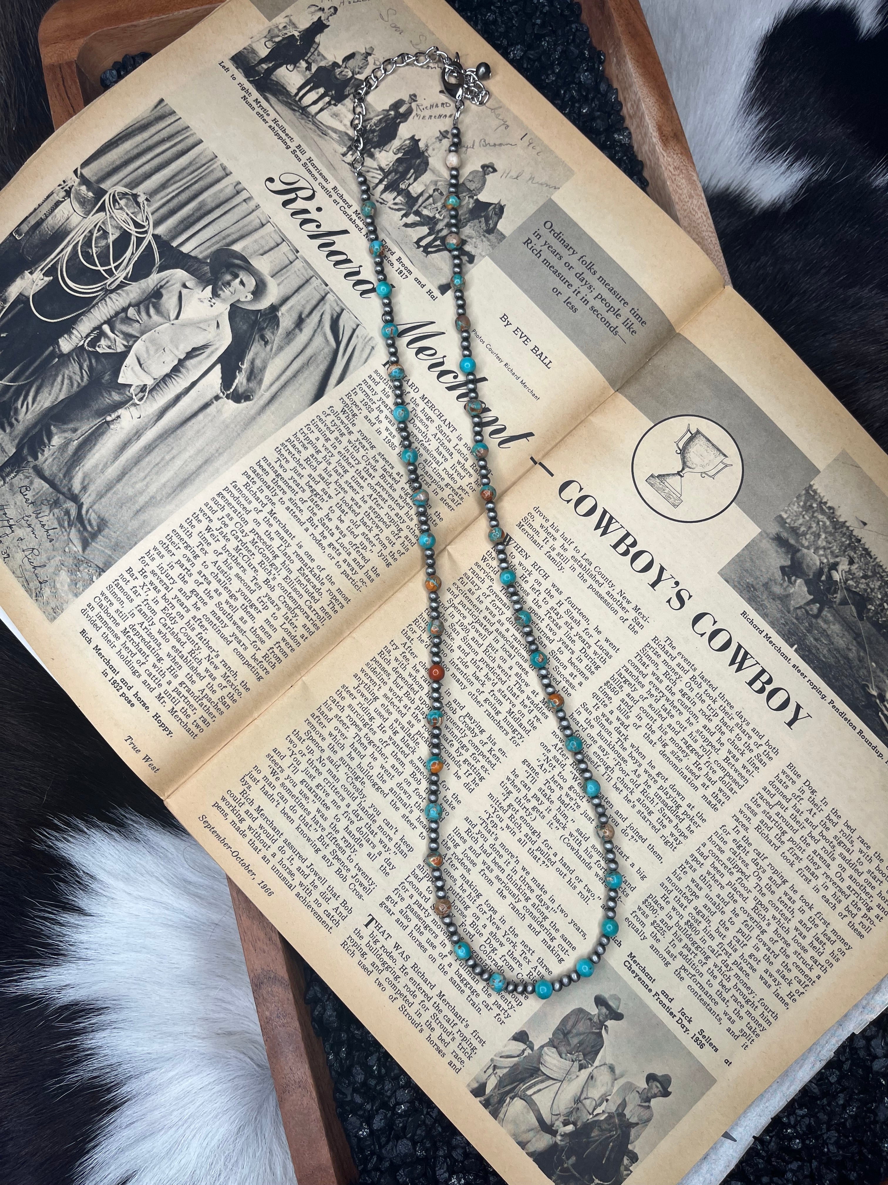 26” 4mm Faux Silver Pearls and Gemstone Necklace