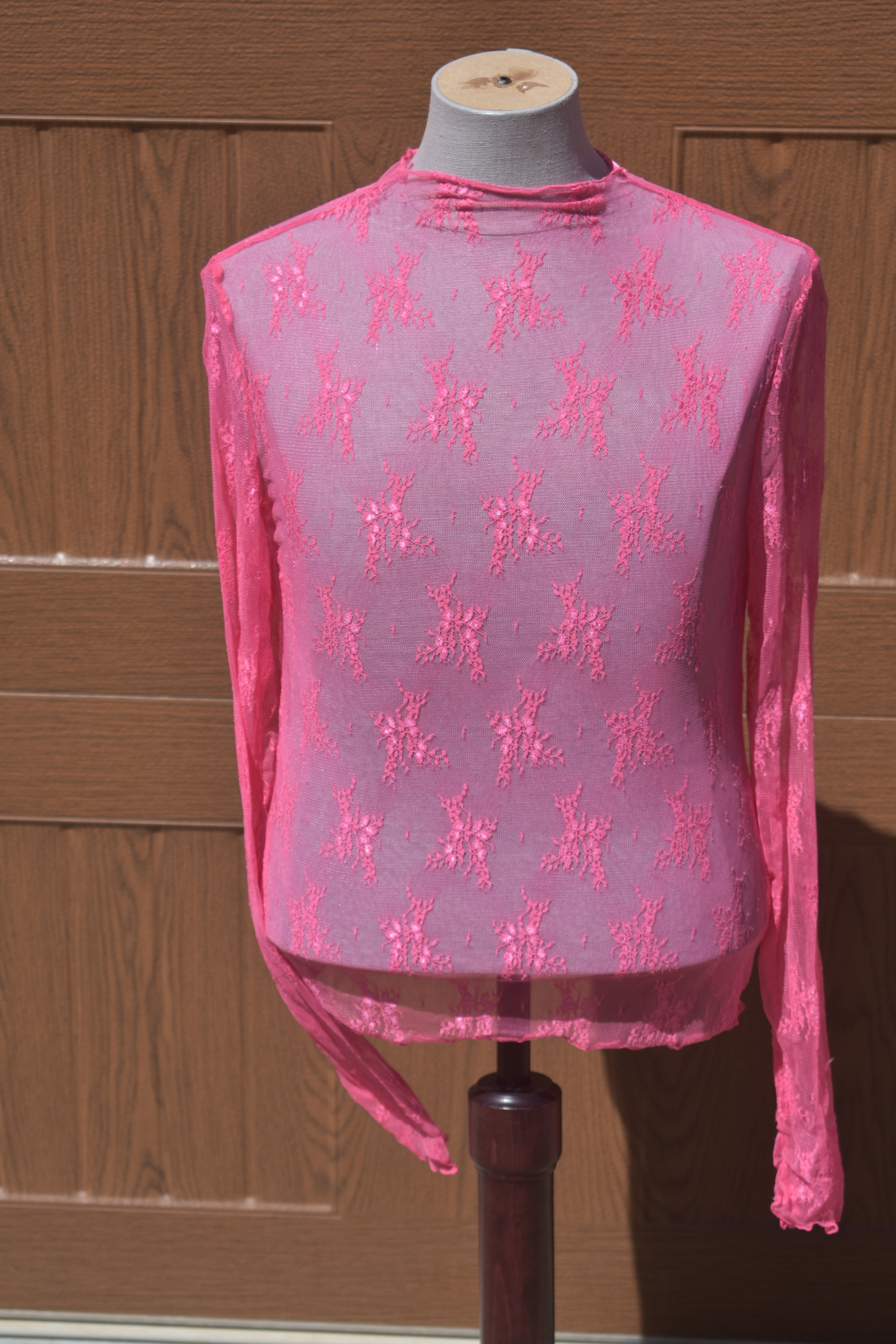 Pink Lace Mesh Shirt