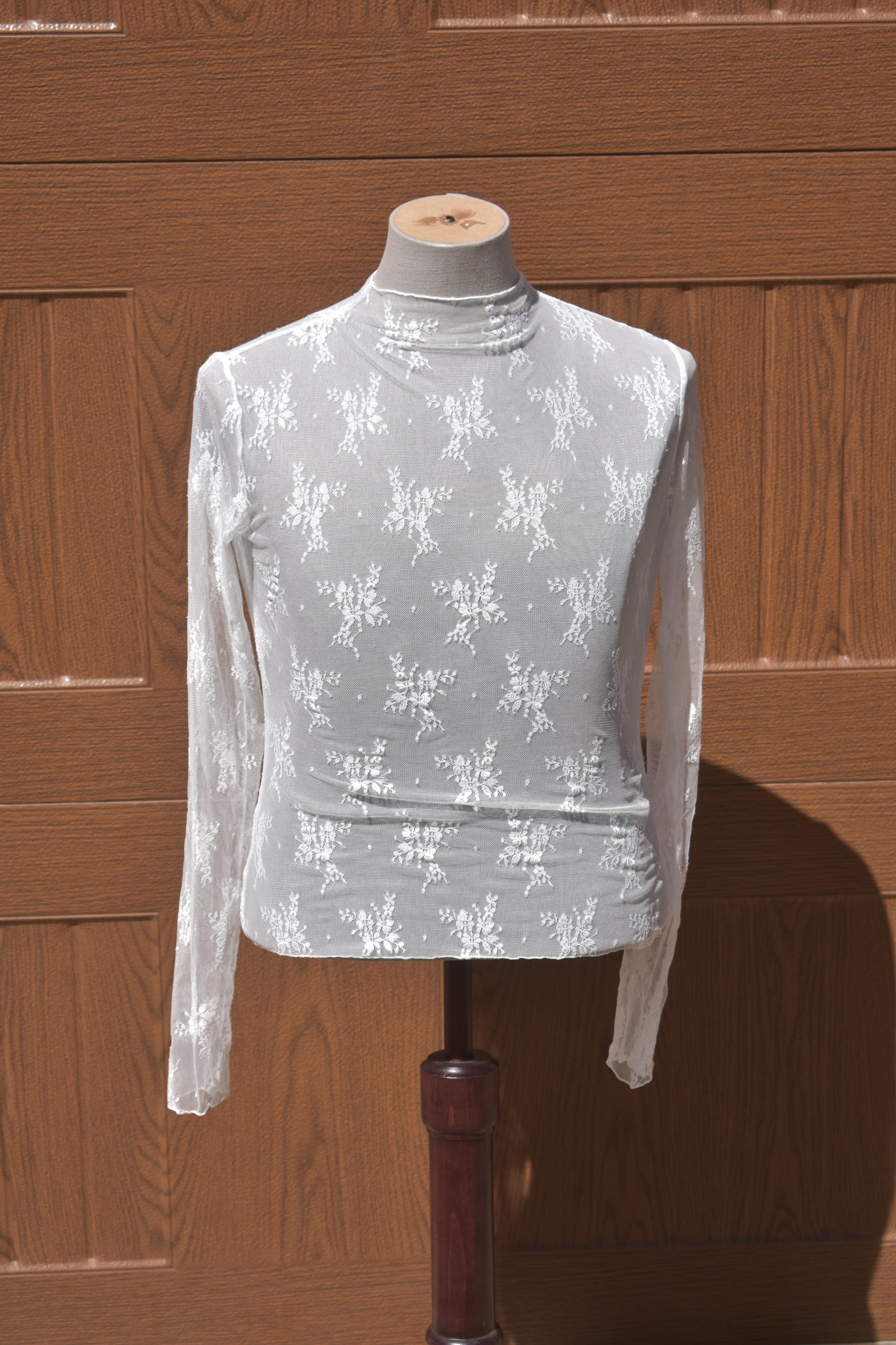 White Lace Mesh Shirt