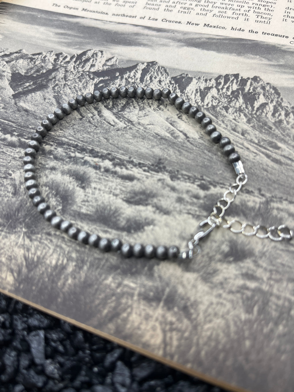 7.5” 4mm Faux Silver Bracelet