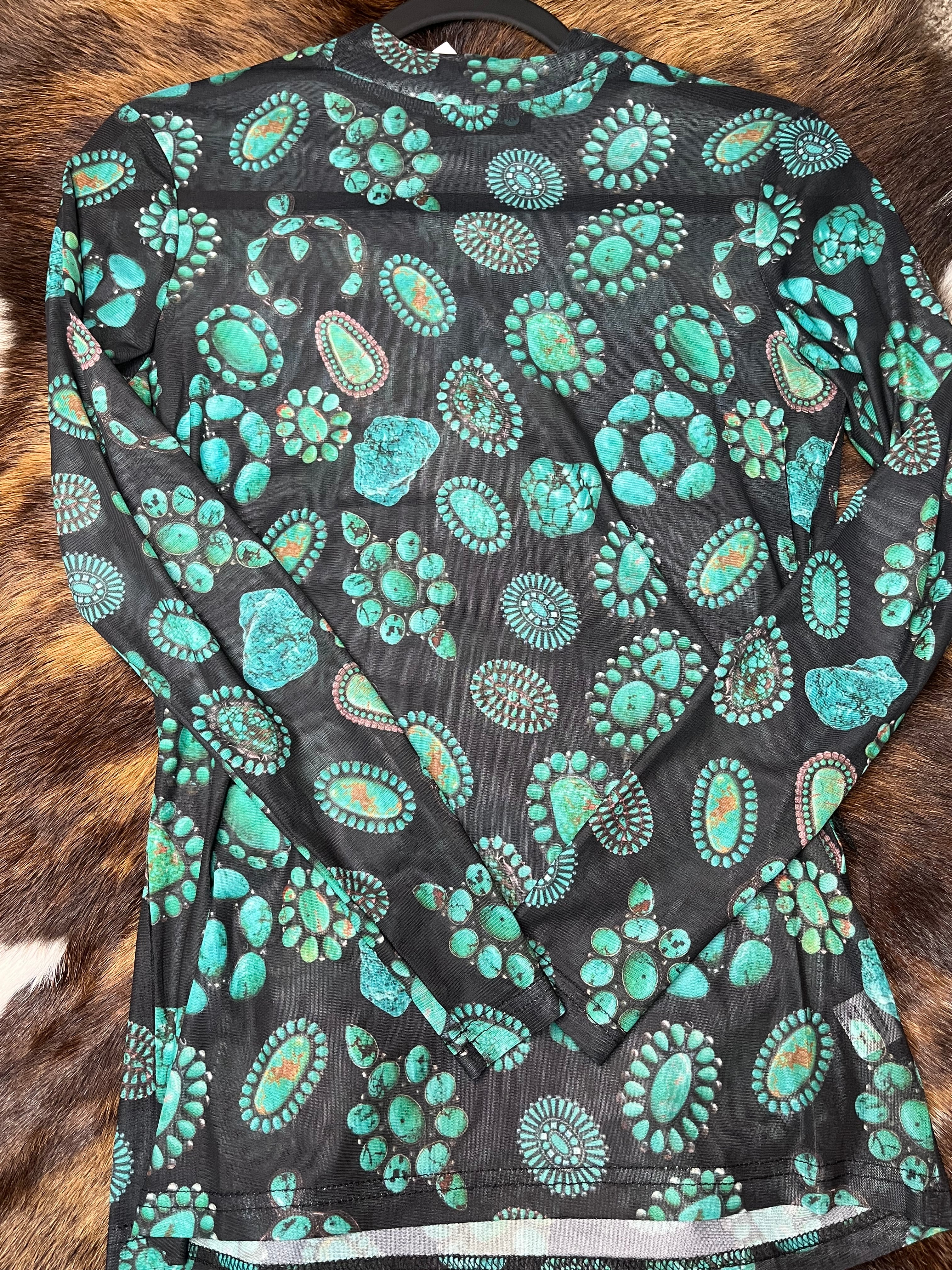 Turquoise Cluster Mesh  Shirt