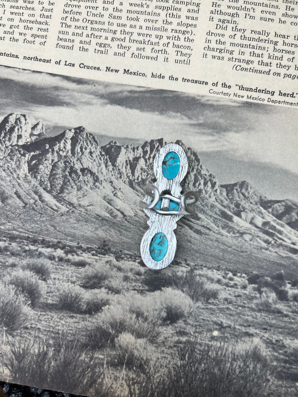 Faux Silver and Turquoise 3 Stone Ring