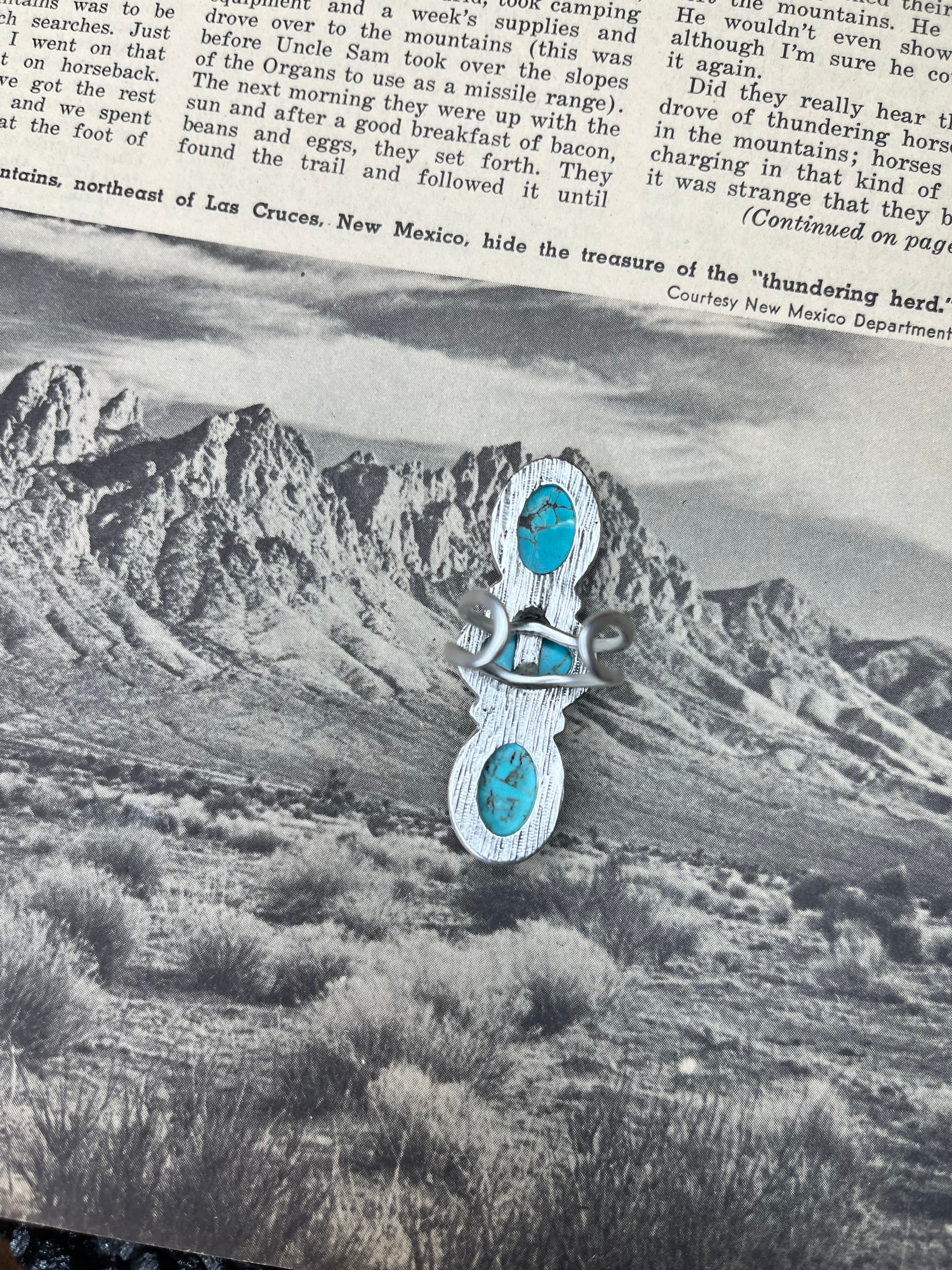 Faux Silver and Turquoise 3 Stone Ring