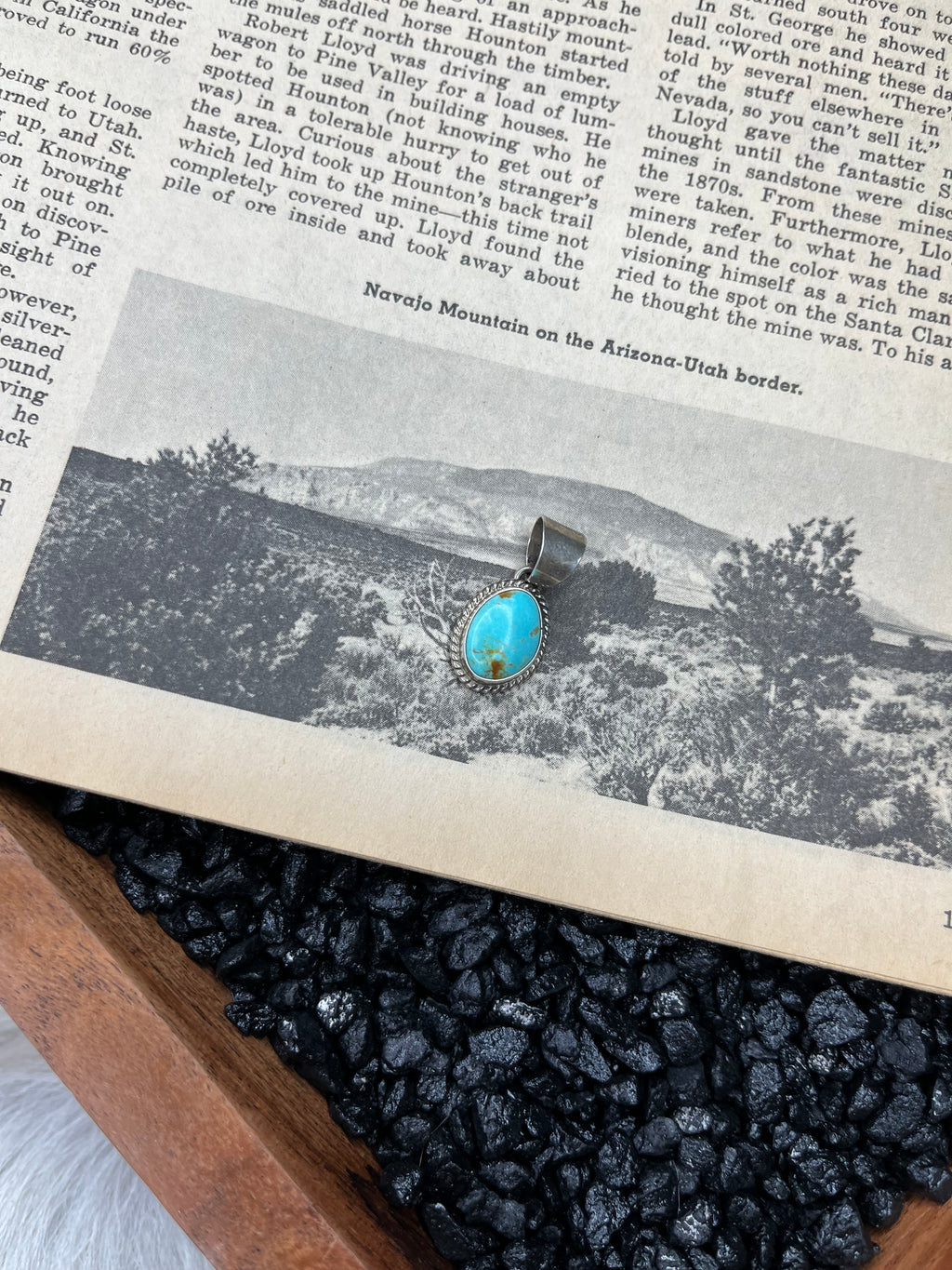 Genuine Sterling Silver and Turquoise Small Pendant