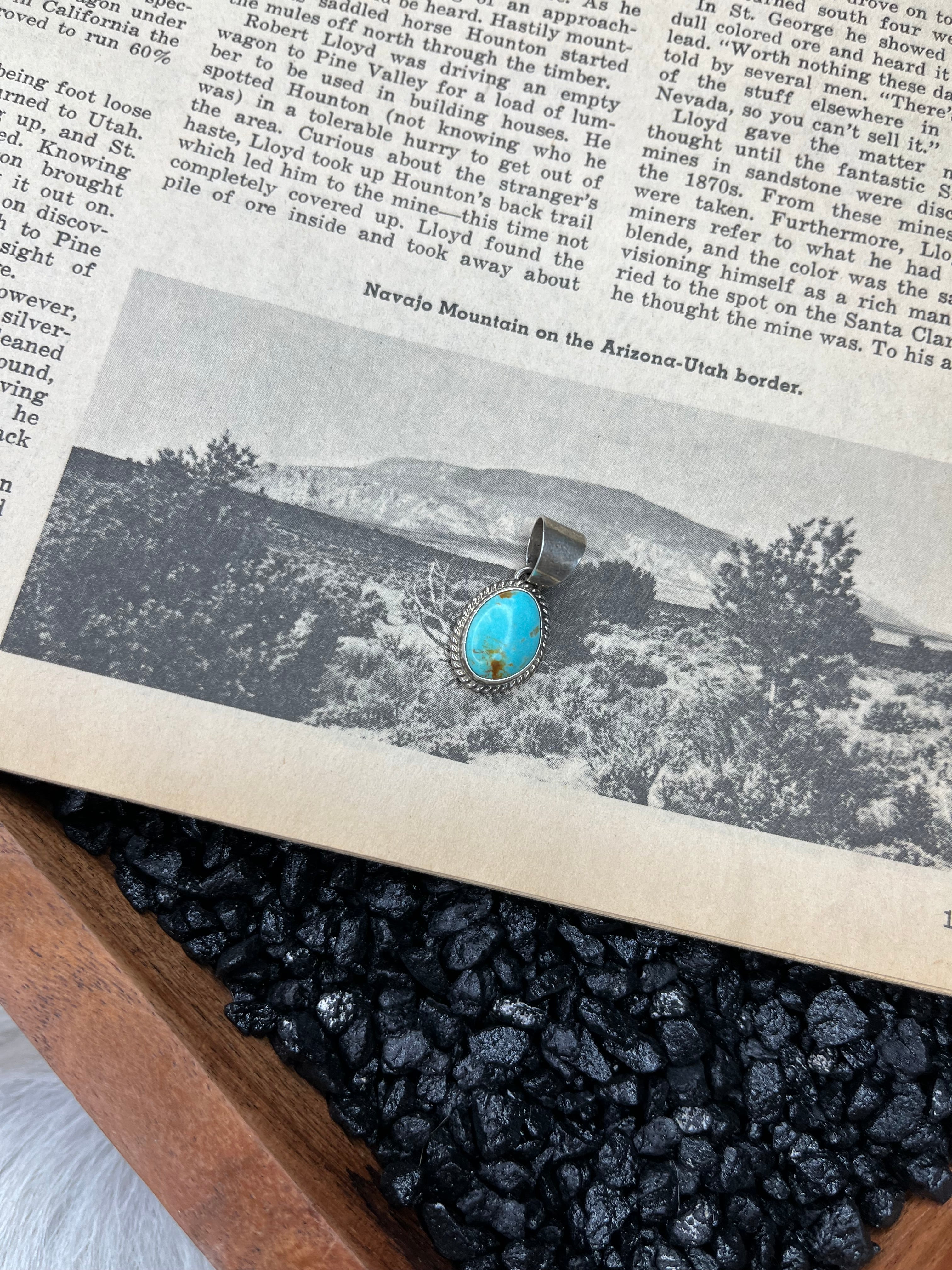 Genuine Sterling Silver and Turquoise Small Pendant