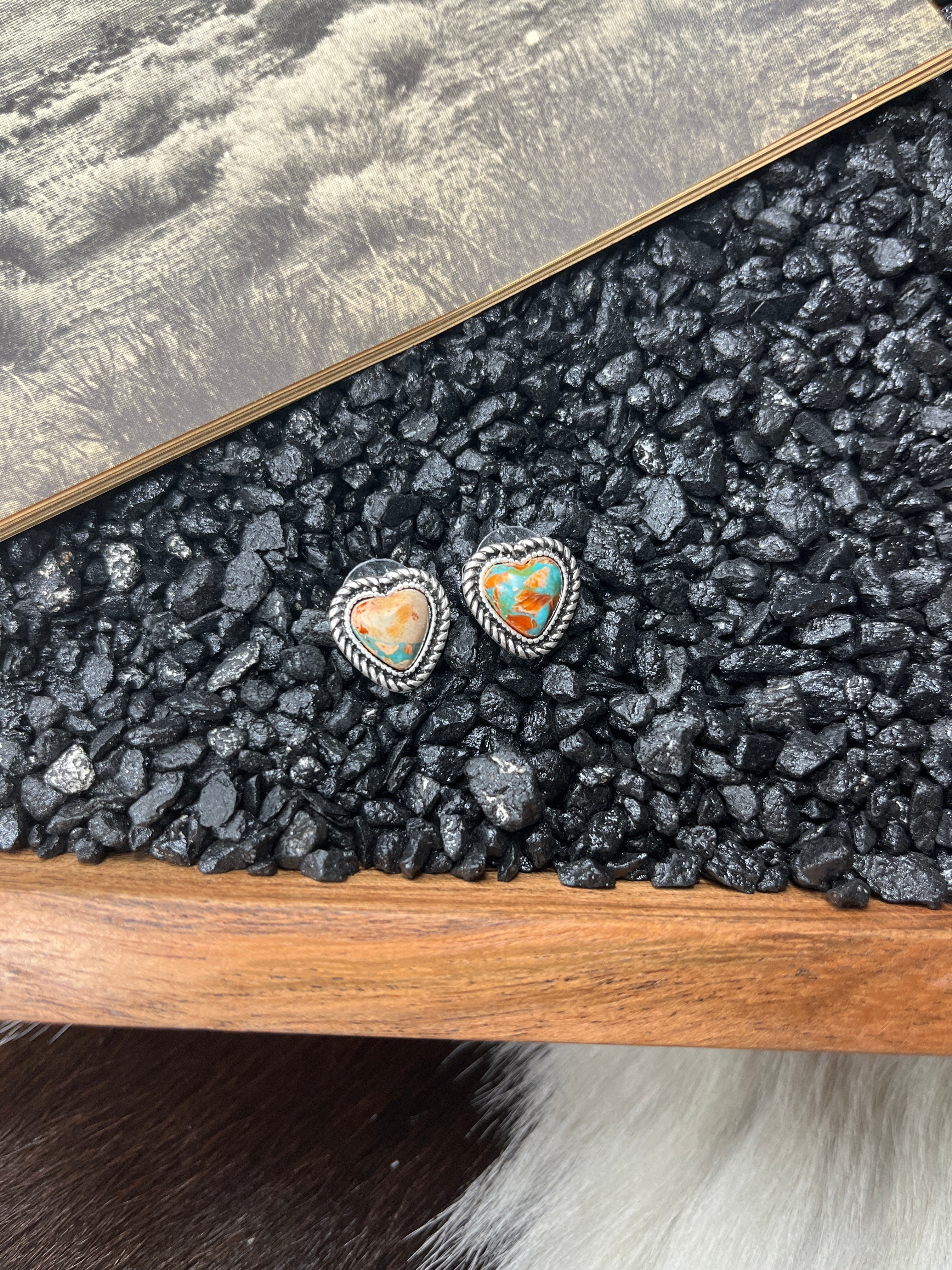 Heart Shaped Faux Gemstone Stud Earrings