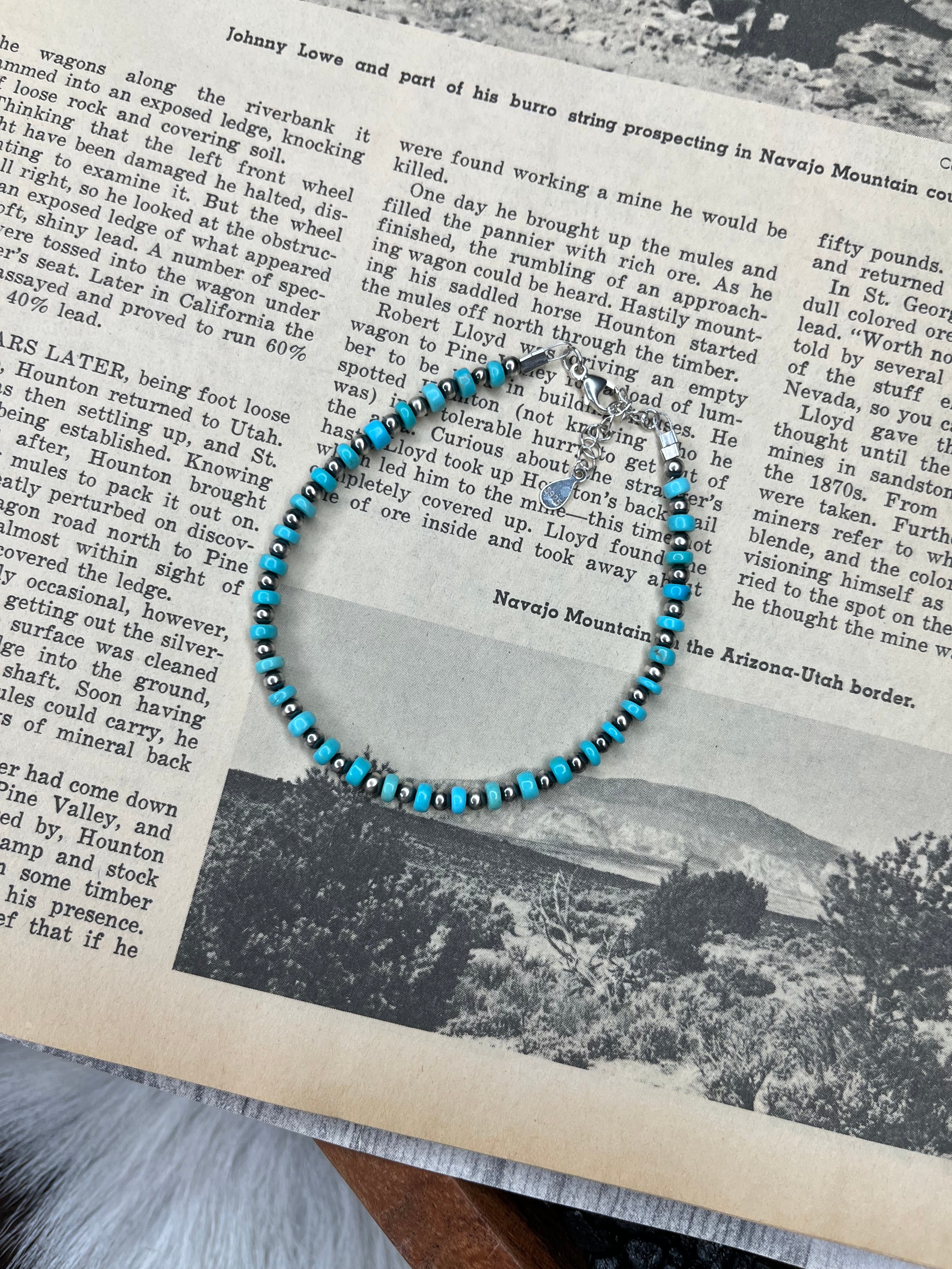 3mm Sterling Silver Pearls and 4mm Turquoise