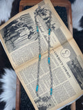 Faux Silver and Turquoise Long Chain Necklace