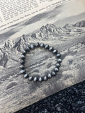 8mm Faux Silver Pearls Stretch Bracelet